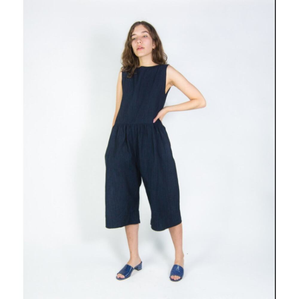 Ilana Kohn Samet Indigo Linen Cotton Denim Jumpsuit Romper Size Small